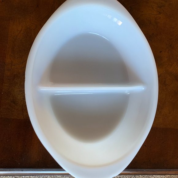 Corningware Kitchen Blue Flower Divided Milk Glass Casserole Dish